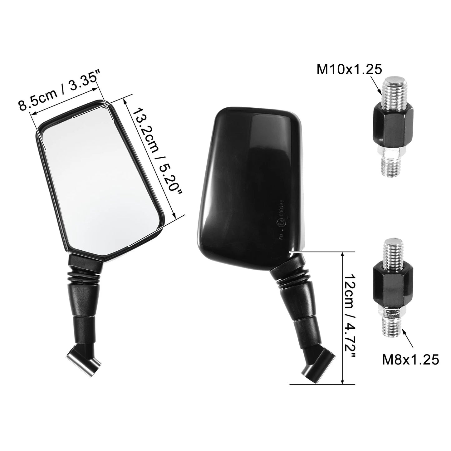 1 Set Glass Rearview Mirror with 8mm 10mm Screws Universal Black for Universal
