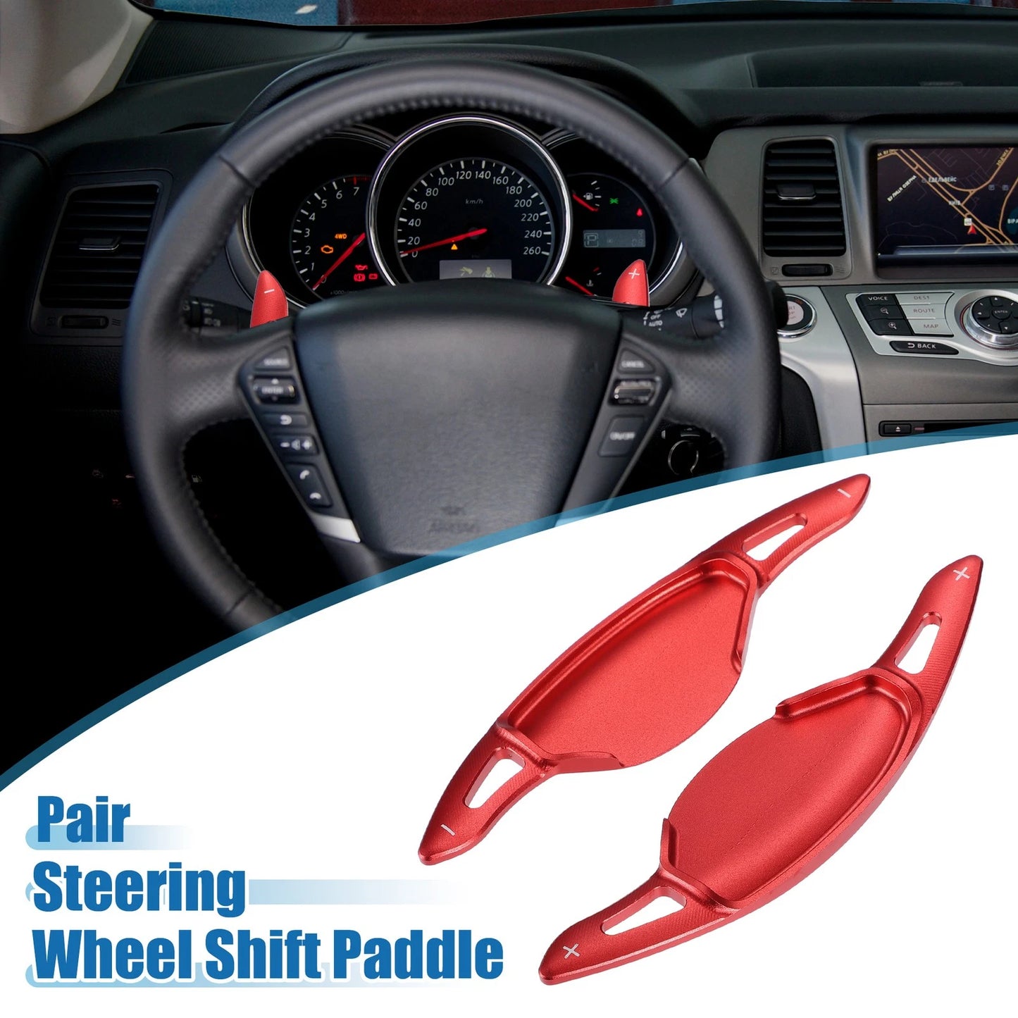 Red Steering Wheel Shift Paddle Covers for Nissan Altima (2019-2021) - 2x