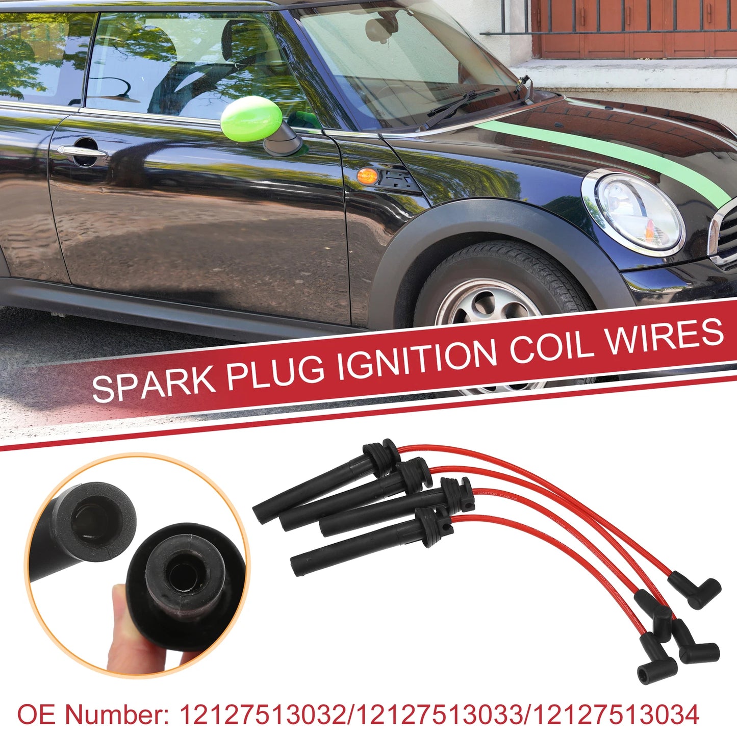 4pcs Spark Plug Wire Ignition Coil Cable for MINI Cooper R50 R52 (2002-2008)