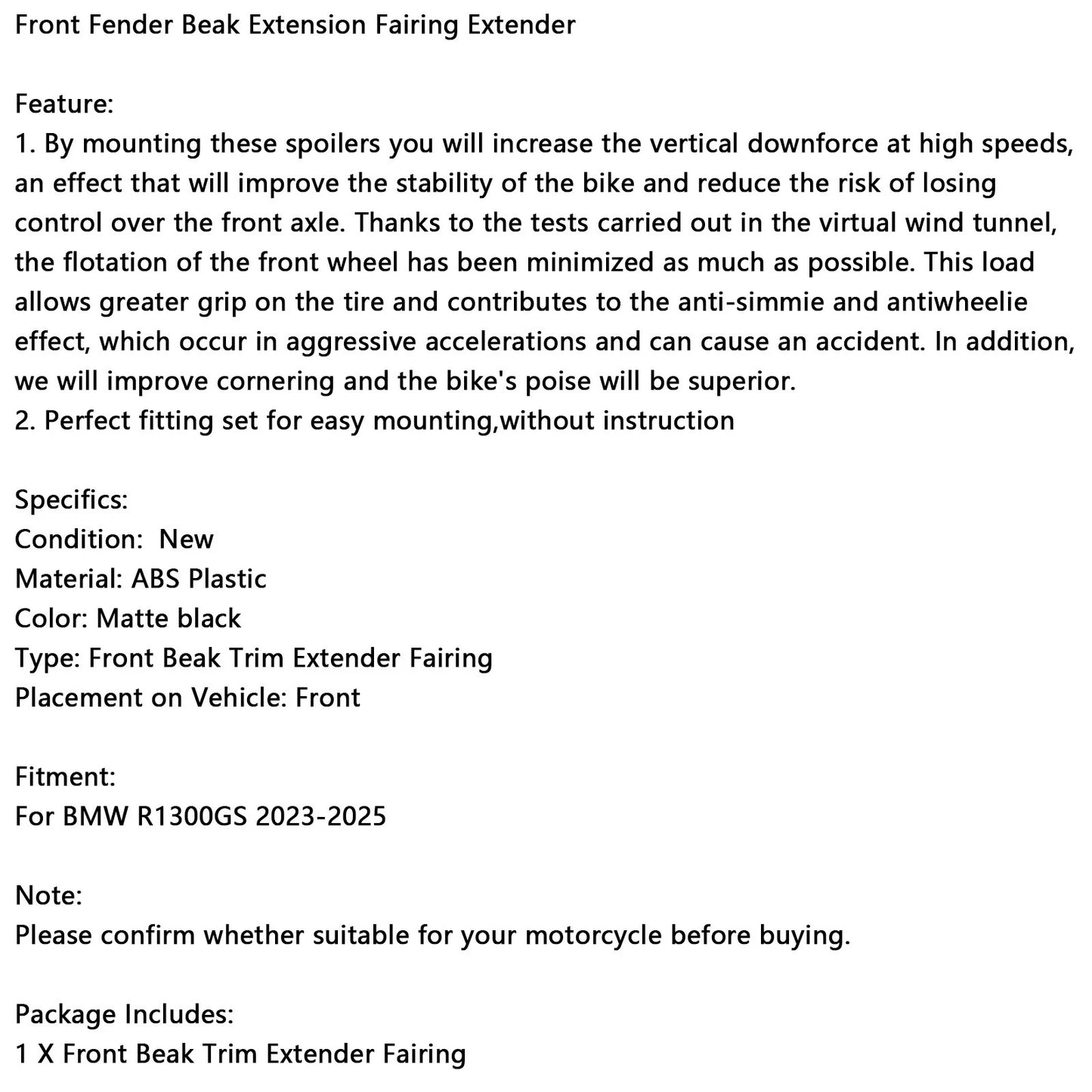 Fender Beak Extension Trim for BMW R1300GS (2025)