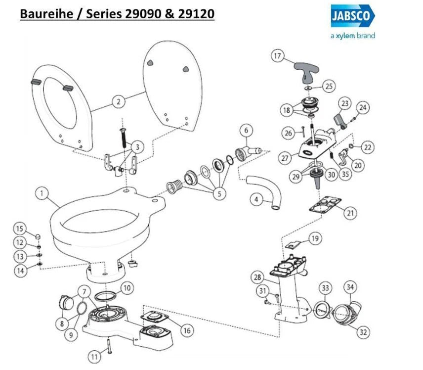 Jabsco Toilet Service Kit for J15-202 Twist N Lock Toilet Repair