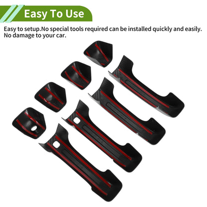 Carbon Fiber Black Exterior Door Handle Cover Trim for Ford Bronco (2021-2025)