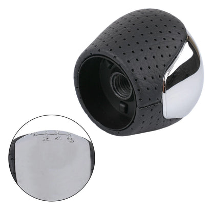 1x Perforated PU Leather Gear Knob Chrome 6-Speed for Hyundai I30 IX35 Black