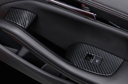 Carbon Fiber Window Lift Panel Switch Cover Trim for Mazda CX-30 (2020-2023)