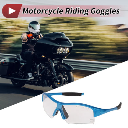 Set Riding Goggles Clear Lens Blue Frame PC TPU for Motorcycle