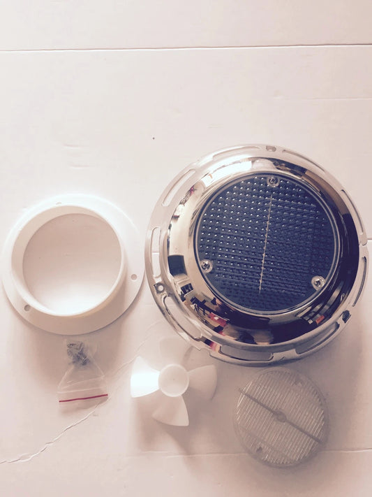 Solar Vent - Stainless Switch & Recharging Battery for Boat Caravan Camper