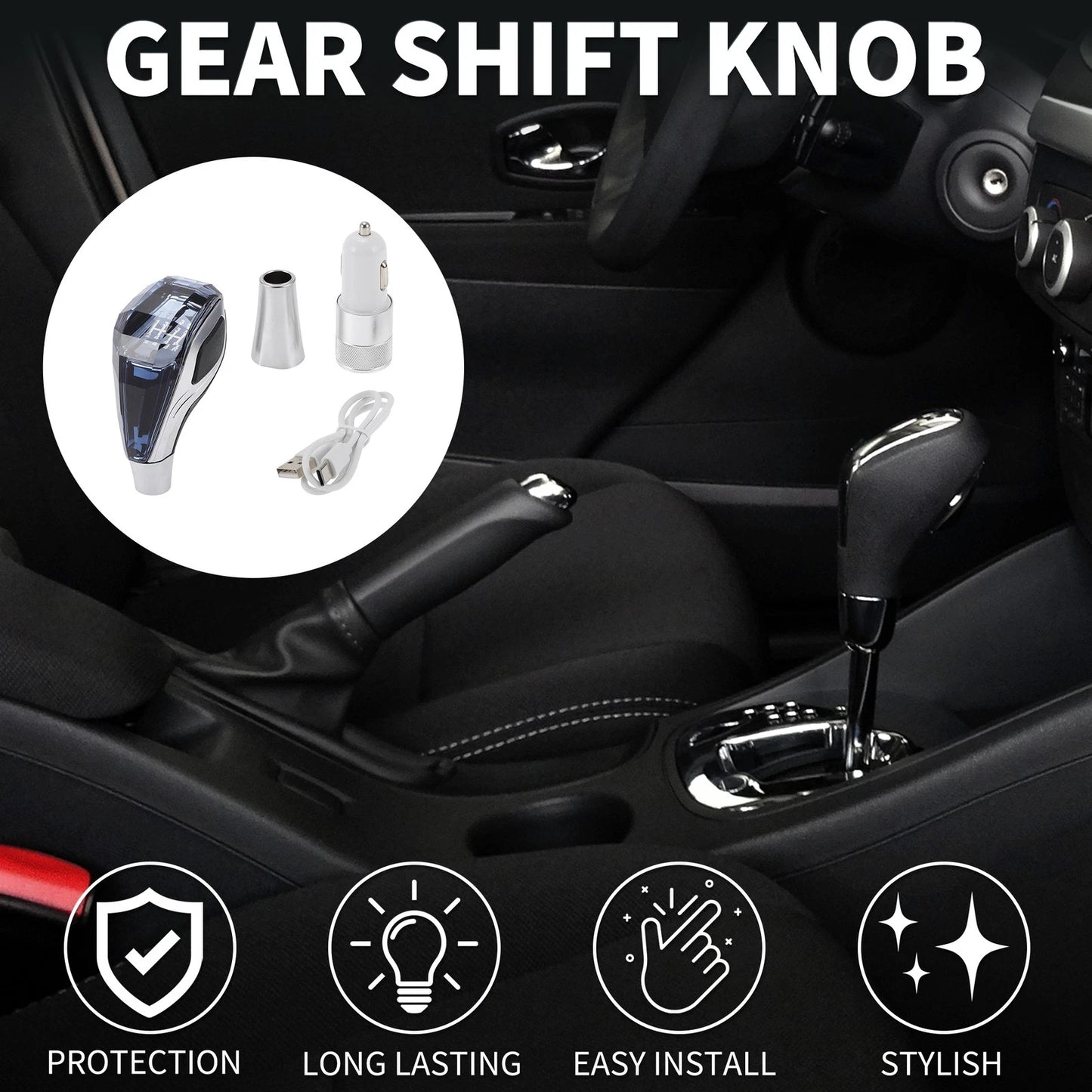 Faux Crystal 5 Speed Gear Shift Knob with LED Light for Toyota 4Runner