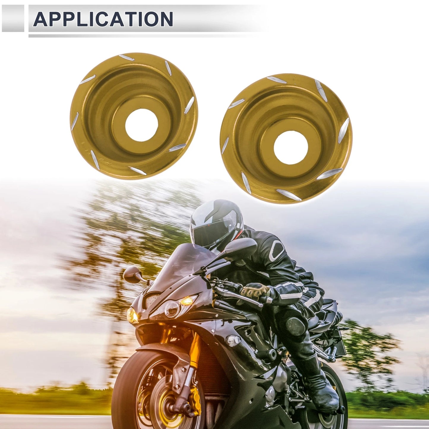 12mm Aluminum Alloy Motorcycle Slider Frame 2 x Gold Tone for Motorcycle