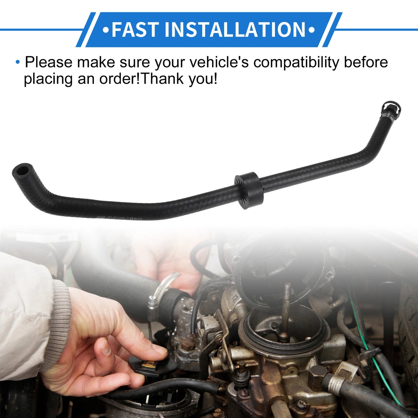 Radiator Coolant Hose for Ford Ecosport 2013-2017, Rubber Black