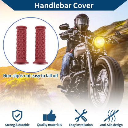 7/8" 22mm / 1pair Hand Grips Wine Red for Motorcycle