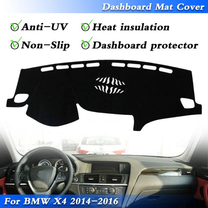 Dash Cover for BMW X4 2014-2016, Black Dashboard Mat Sun Visor Pad
