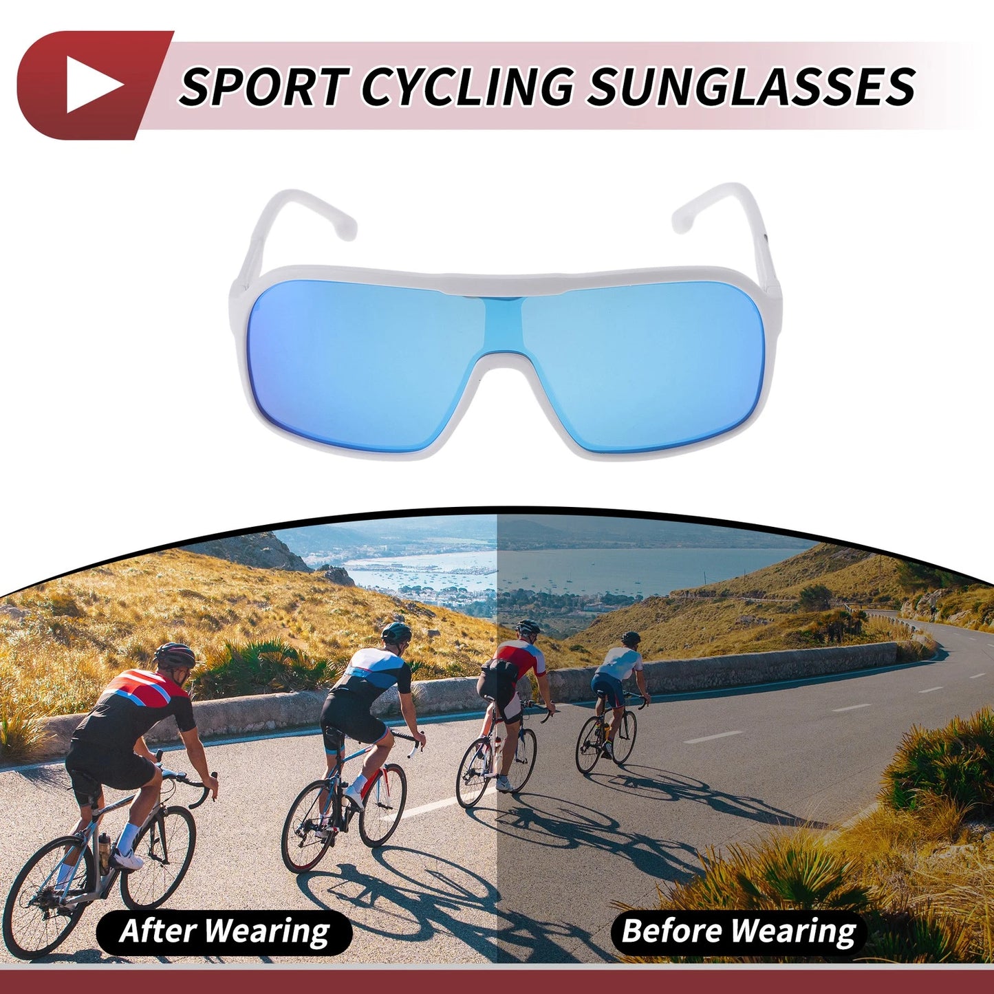 Set 1 x Motorcycle Riding Goggles Blue Lens Black Frame for Motorcycle