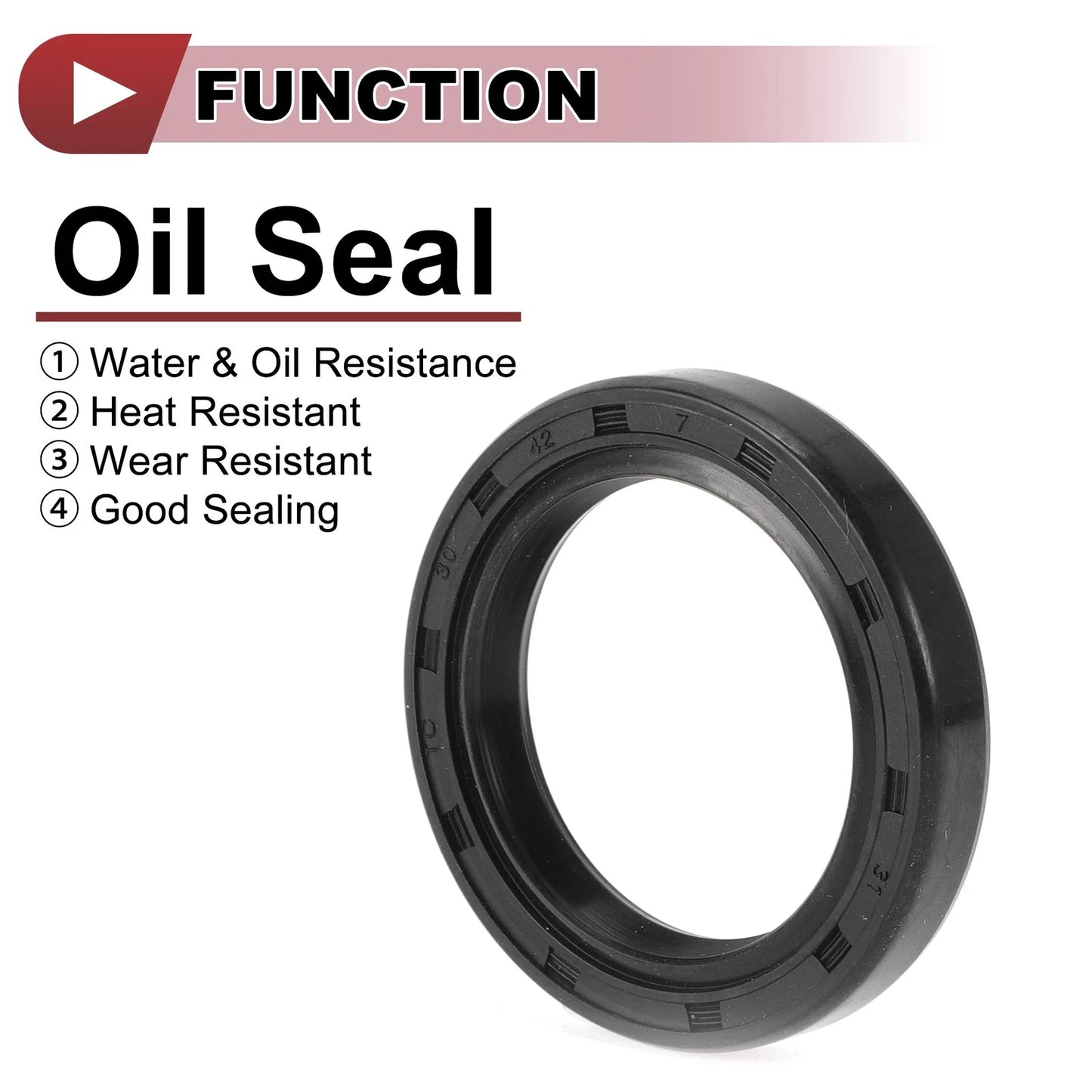 Rotary Shaft Seal Oil Seal 30x42x7mm Nitrile 70 Durometer Rubber Black 5 Pcs
