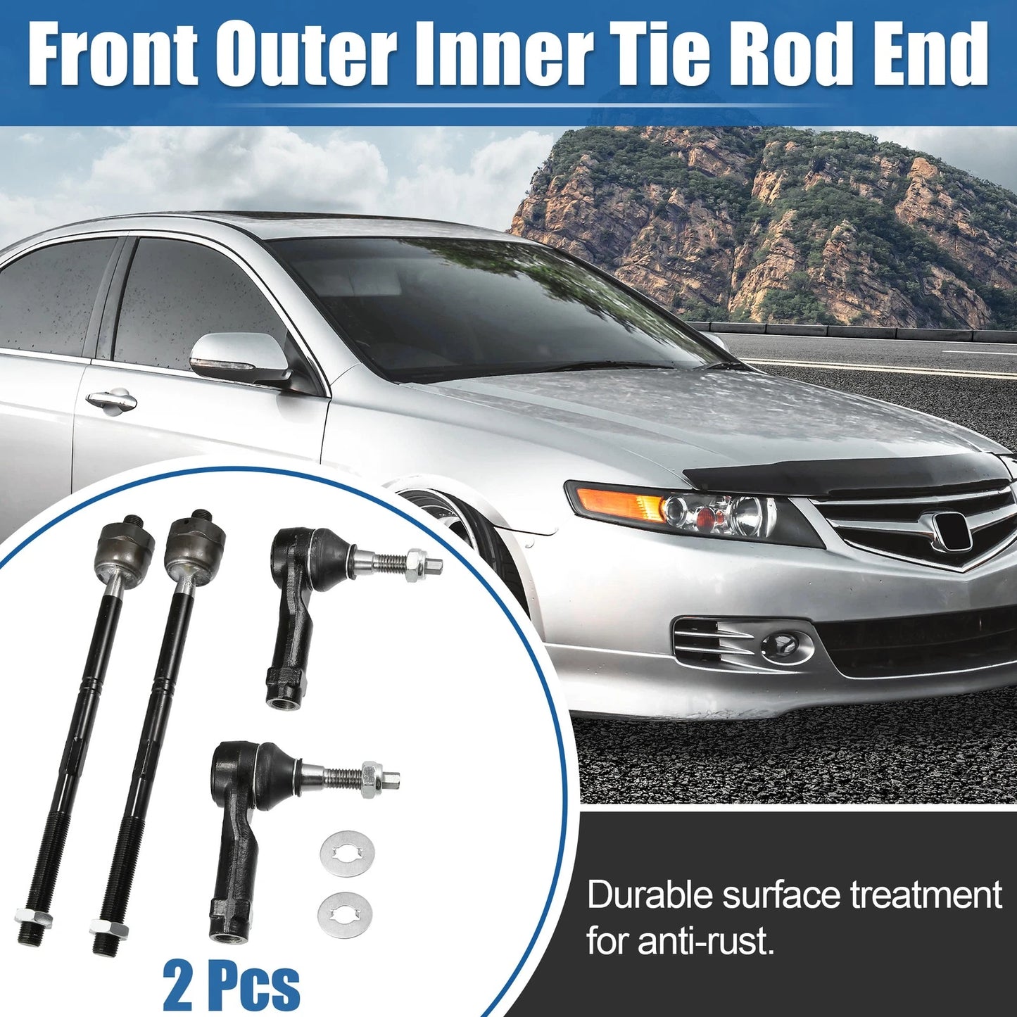 4 Pcs Tie Rod End Links for Ford Lincoln