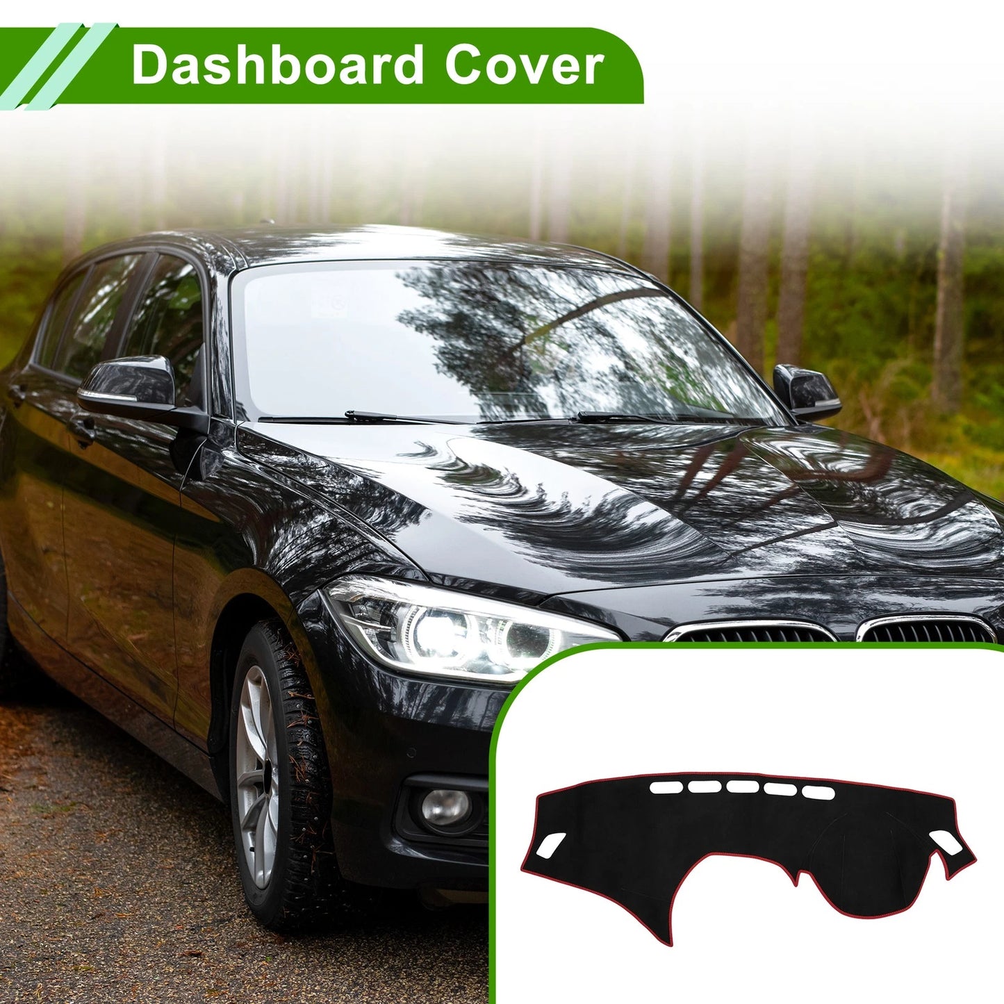 Dashboard Cover Mat for BMW 1 Series F20 2012-2017 Sun Protector Black Red