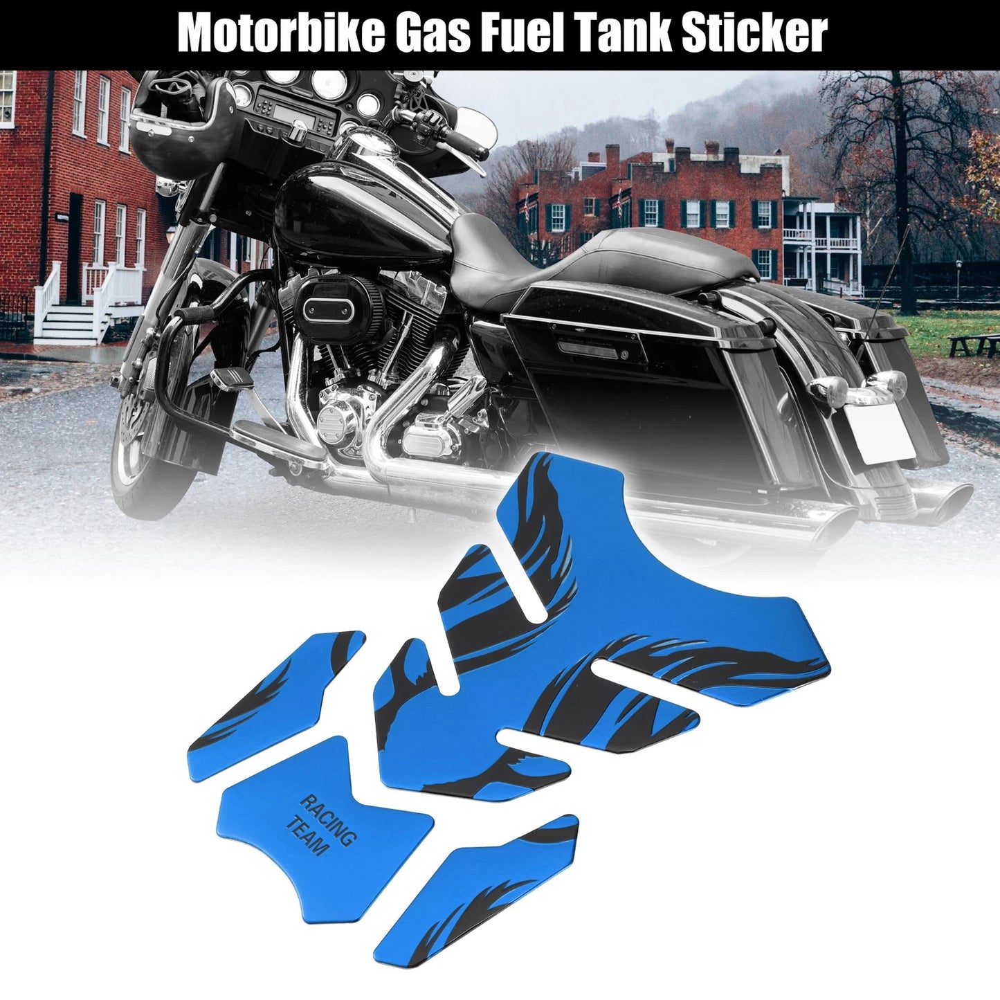 Universal Protector Sticker / 1 x 3D PVC Rubber Pad Emblem Blue for Motorcycle