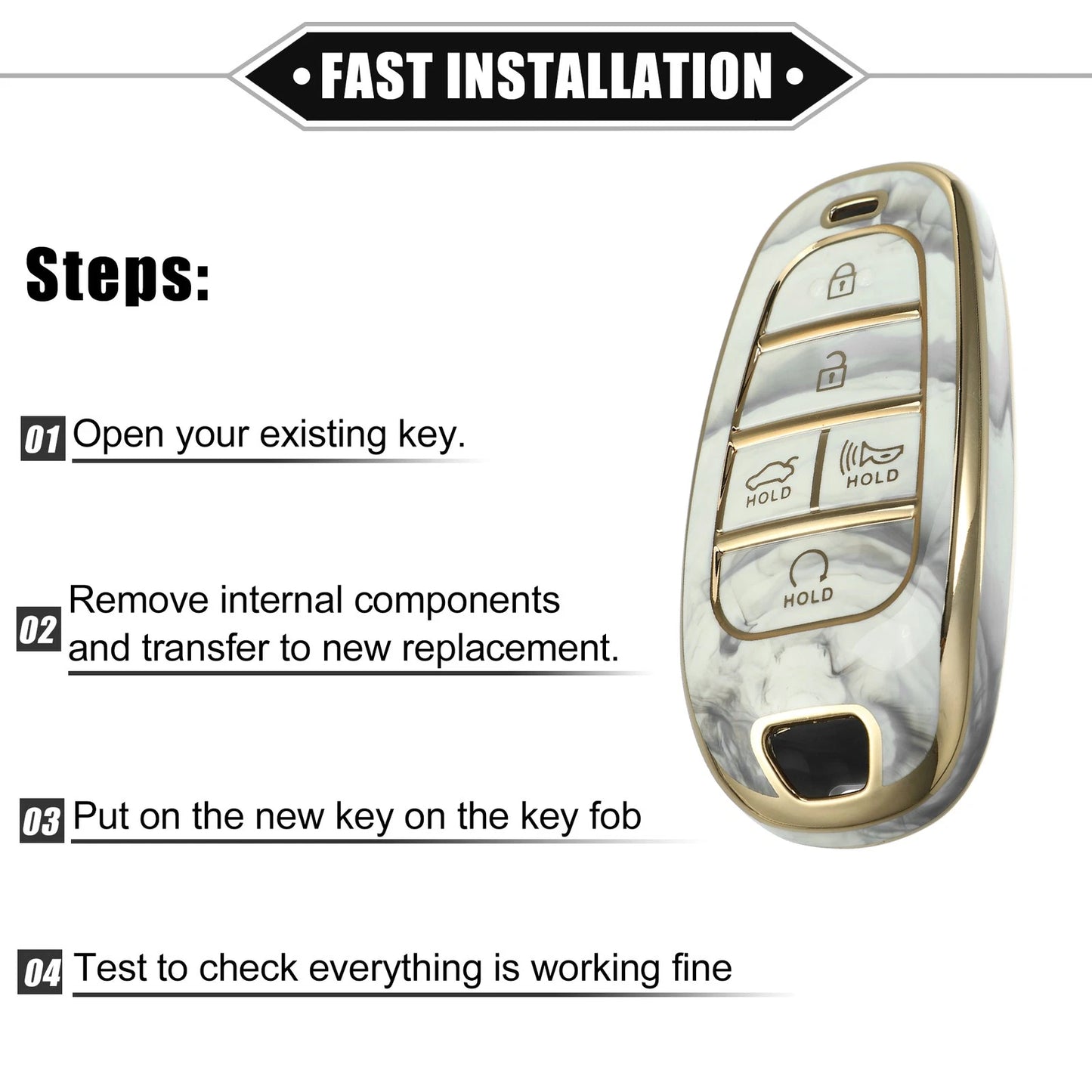 Key Fob Cover for Hyundai Tucson 2020-2022 5 Button Soft TPU Gray