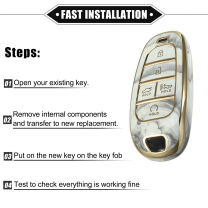 Key Fob Cover for Hyundai Tucson 2020-2022 5 Button Soft TPU Gray