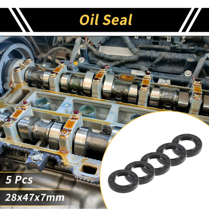 Oil Seal 28x47x7mm Black 5 x Seal Ring Rotary Shaft NBR Rubber for Make Model
