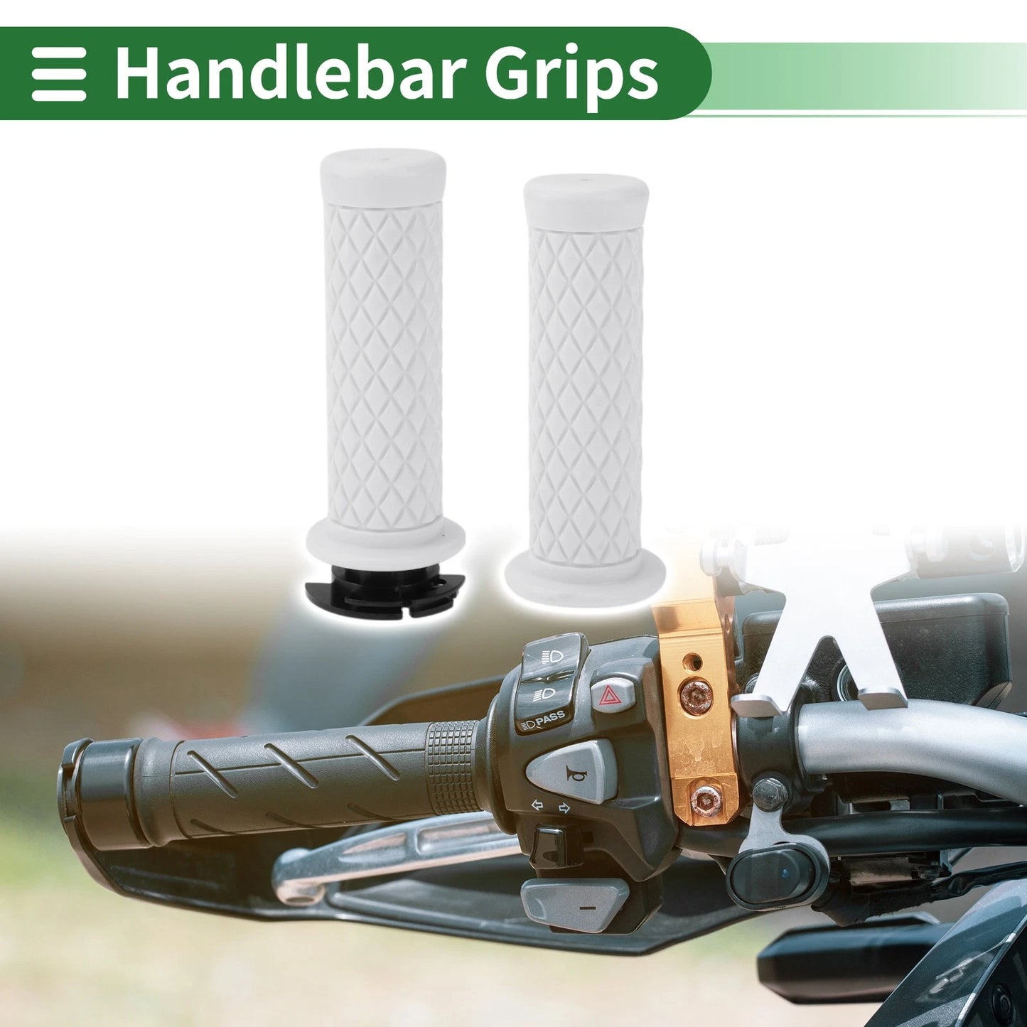 7/8" 22mm Motorcycle Hand Grips Cover Throttle Grips TPU White for Motorcycle