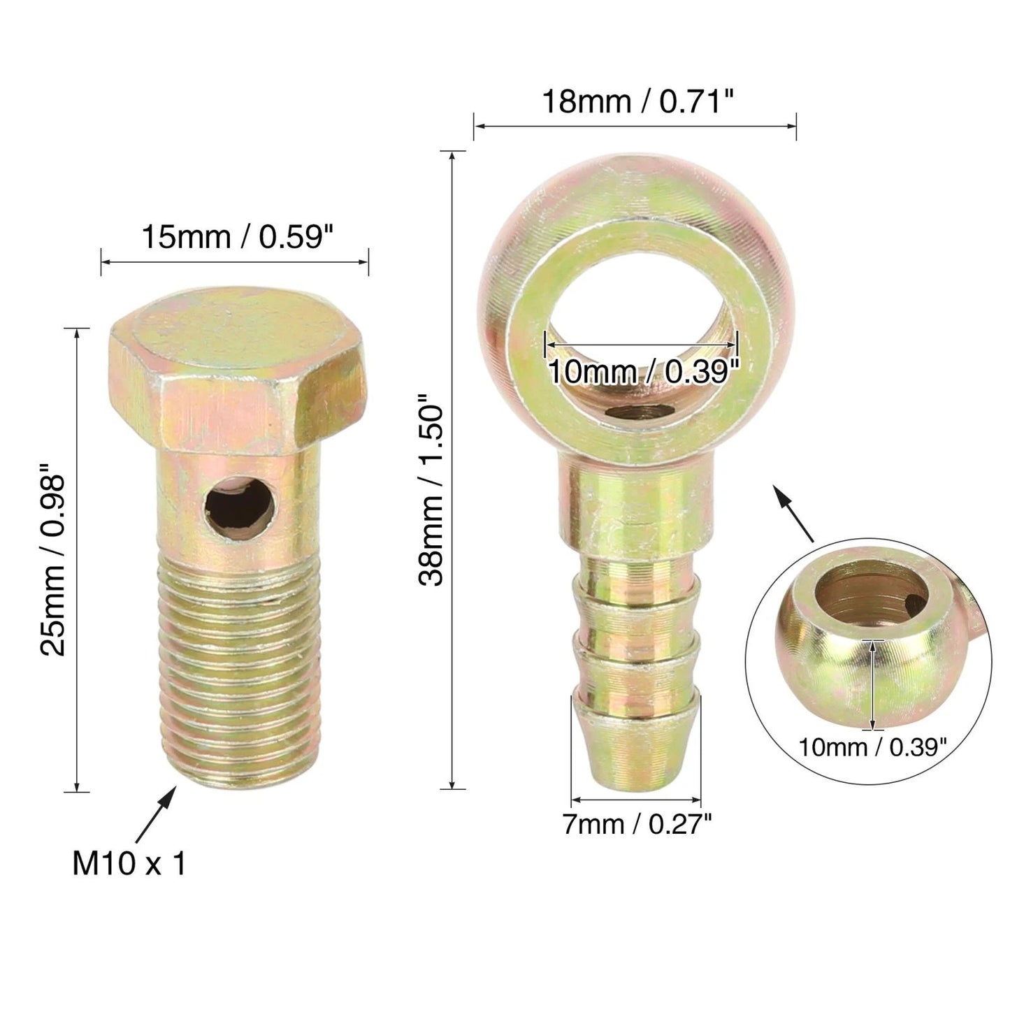 Banjo Hose Barb Bolt Fittings 10mm for Motorcycle