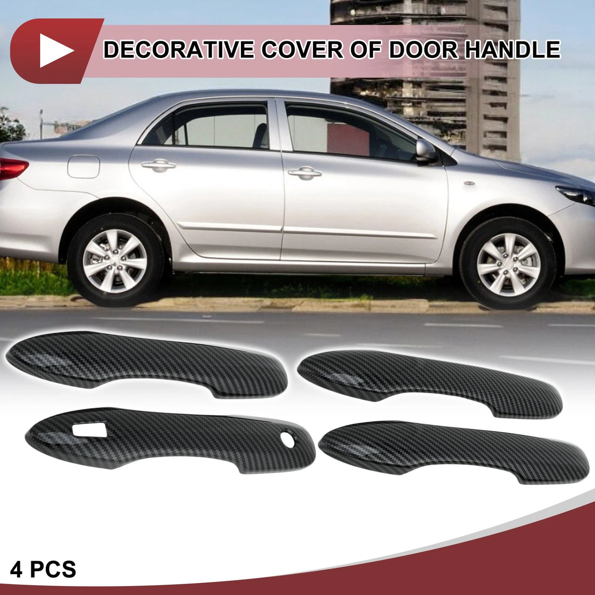 4 x Car Door Handle Cover Black ABS for Toyota Camry (2018–2024)