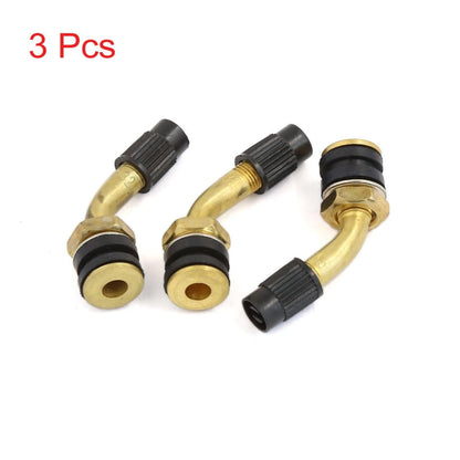 3 x Brass Angled Tubeless Tyre Tire Valve Stem for Moped Scooter Motorcycle