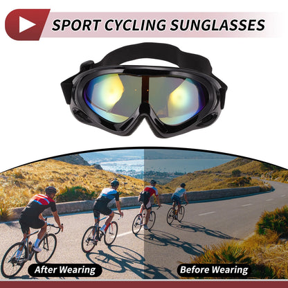 Motorcycle Riding Goggles Red Yellow Lens Black Frame PC TPU Cycling Sunglasses