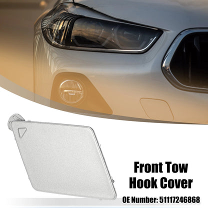 Tow Hook Cover Front Bumper for BMW 5 Series F10 Sedan Silver Tone
