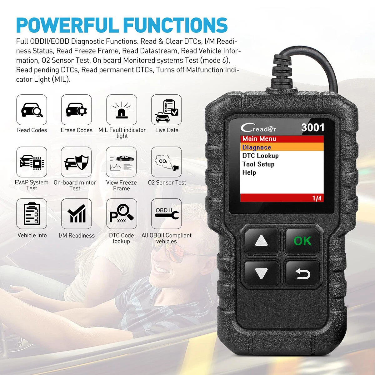 OBDII EOBD Car Engine Fault Code Reader for Various Makes & Models