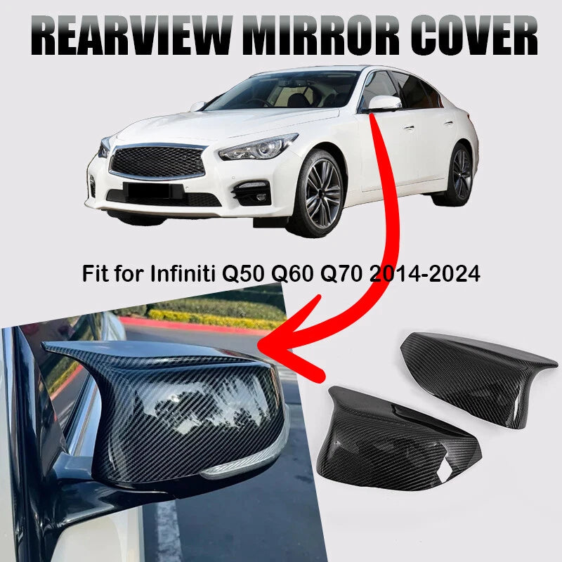 2 x Real Carbon Fiber M3 Style Side Mirror Covers for Infiniti Q50 (2014-2018)