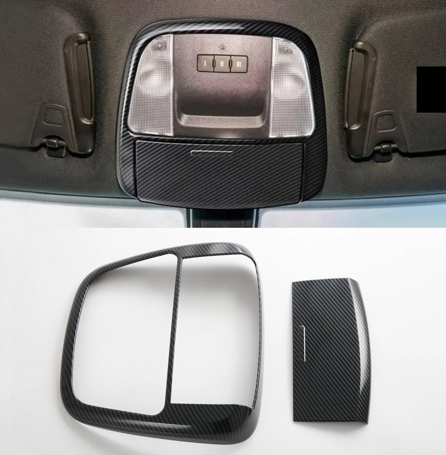 Carbon Fiber Front Reading Light Cover Trim for Dodge Charger (2016-2021)