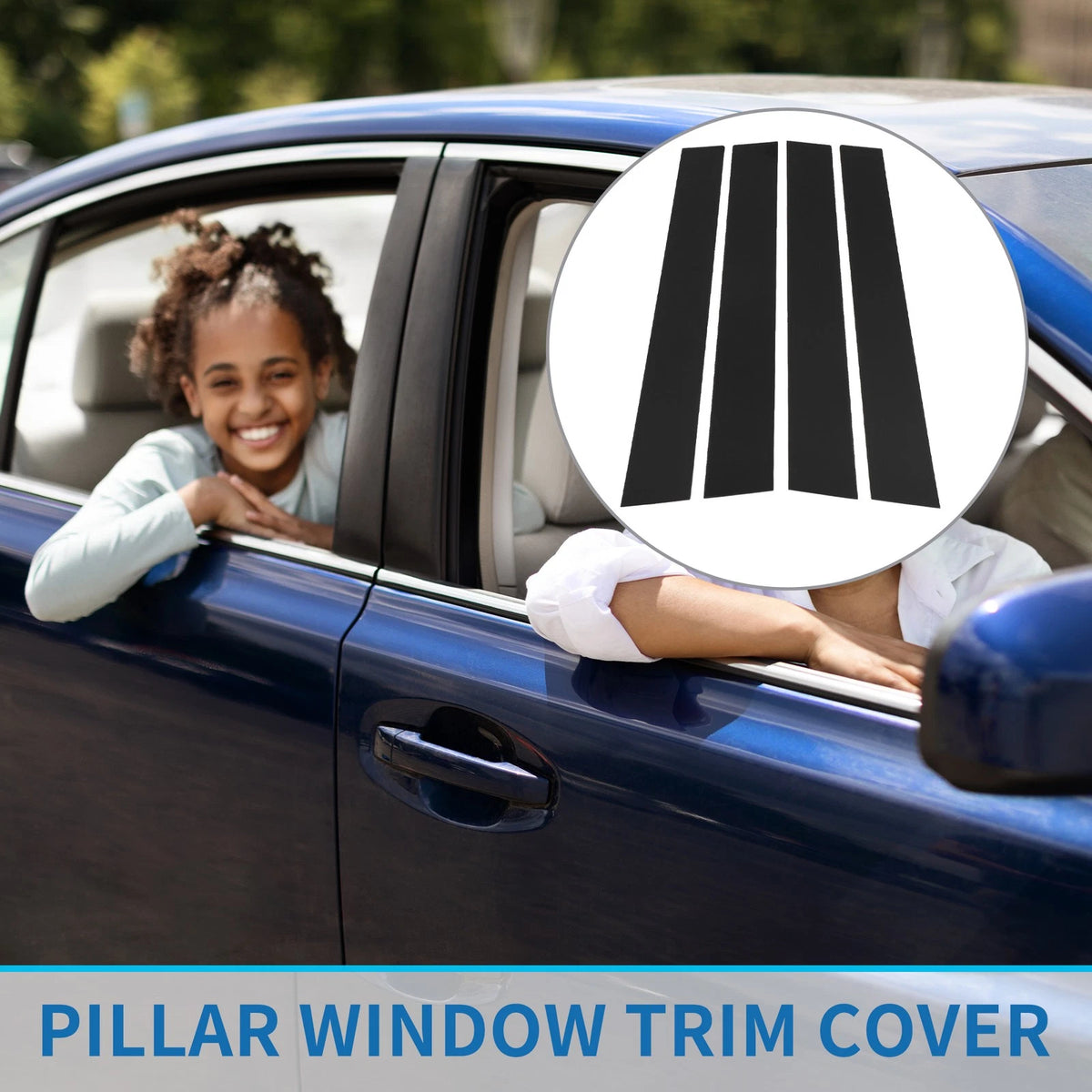 4 Pcs Door Pillar Window Trim for Toyota Highlander 2008-2013 Black
