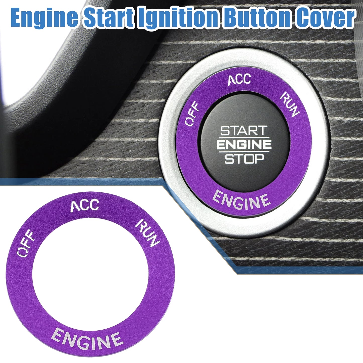Engine Start Button Sticker Aluminum Alloy Purple for Dodge Charger Challenger
