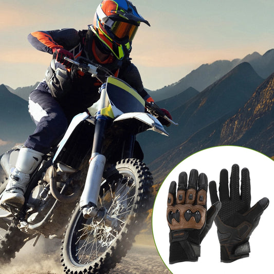 M 1 Pair Motorcycle Gloves Breathable Full Finger Goatskin Outdoor Brown