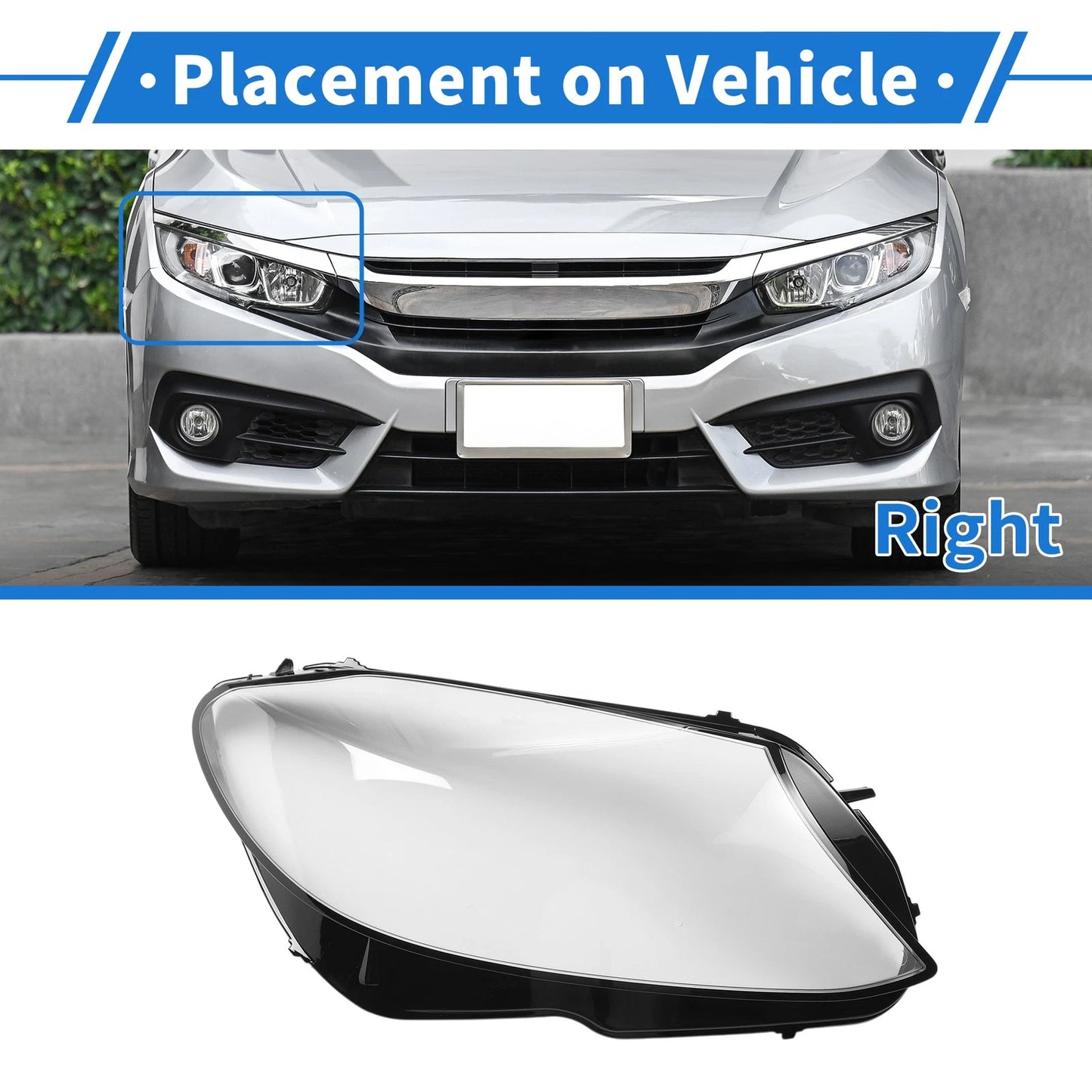 Car Front Right Headlight Lens Cover for Mercedes-Benz C-Class (2018-2020)