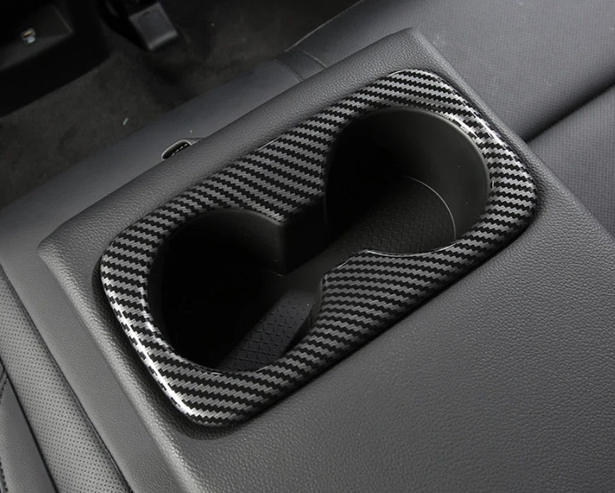Carbon Fiber Rear Water Cup Holder Frame Cover for 2022 Hyundai Tucson