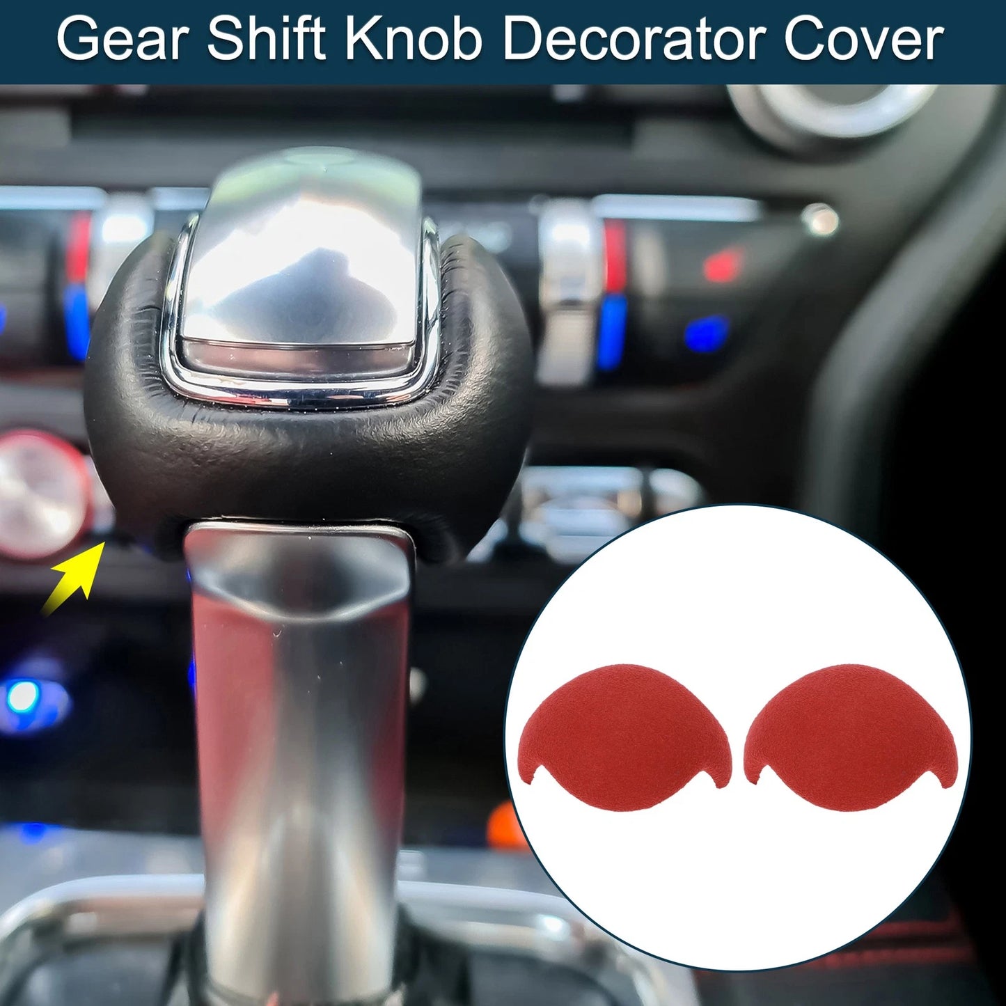 Gear Shift Knob Cover for Ford Mustang 2015-2021 Red Console Decorator