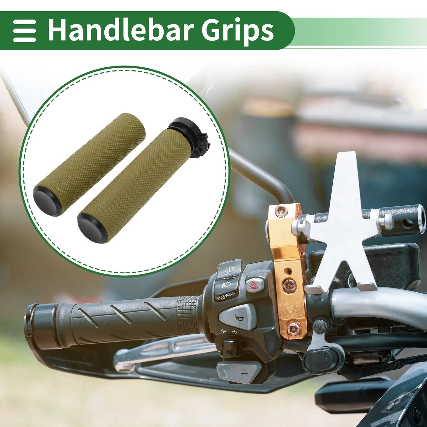 7/8" 22mm Motorcycle Hand Grips Cover Kit Handlebar Grips TPU Yellow