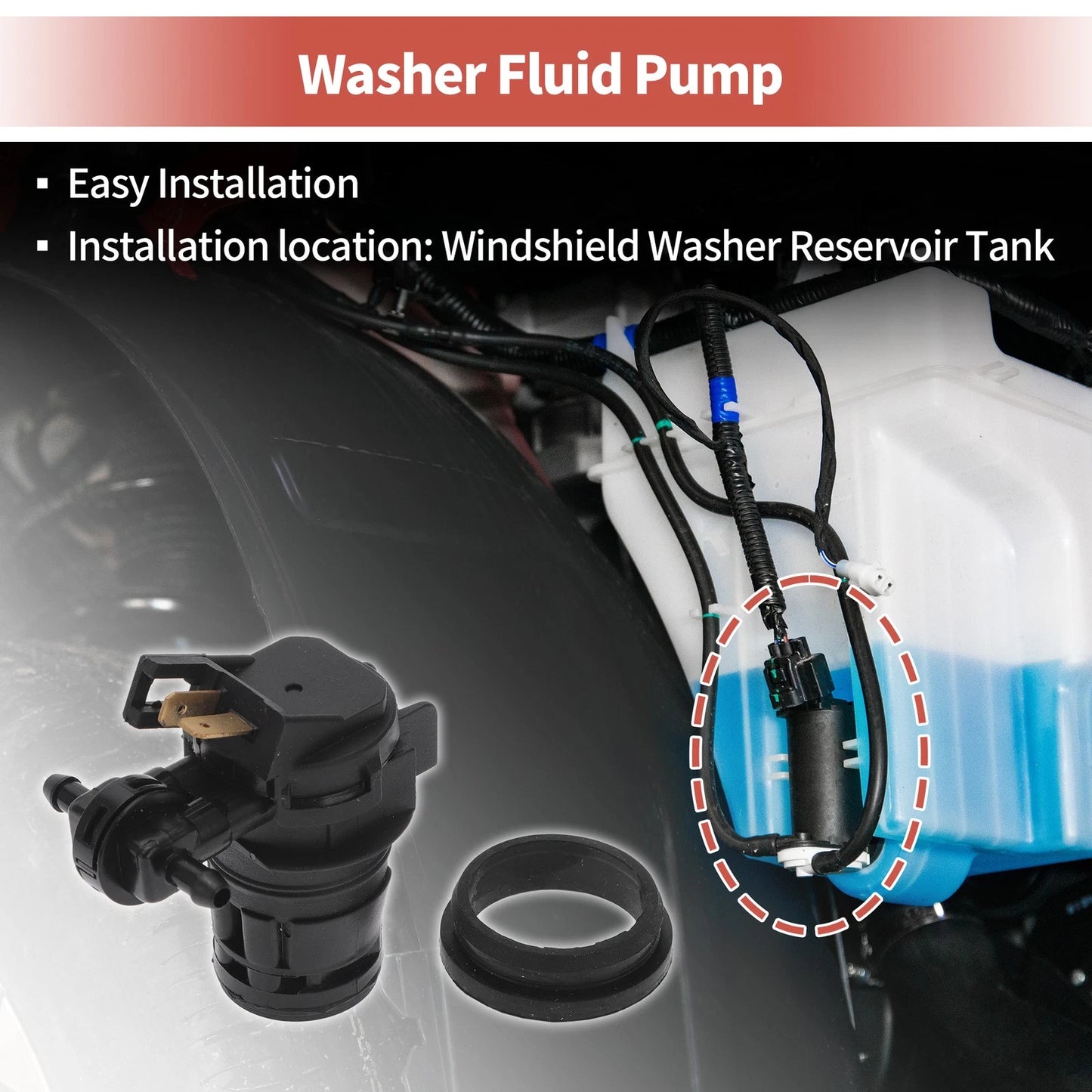 Windshield Washer Pump w/ Grommet for Honda Odyssey (2005-2010)