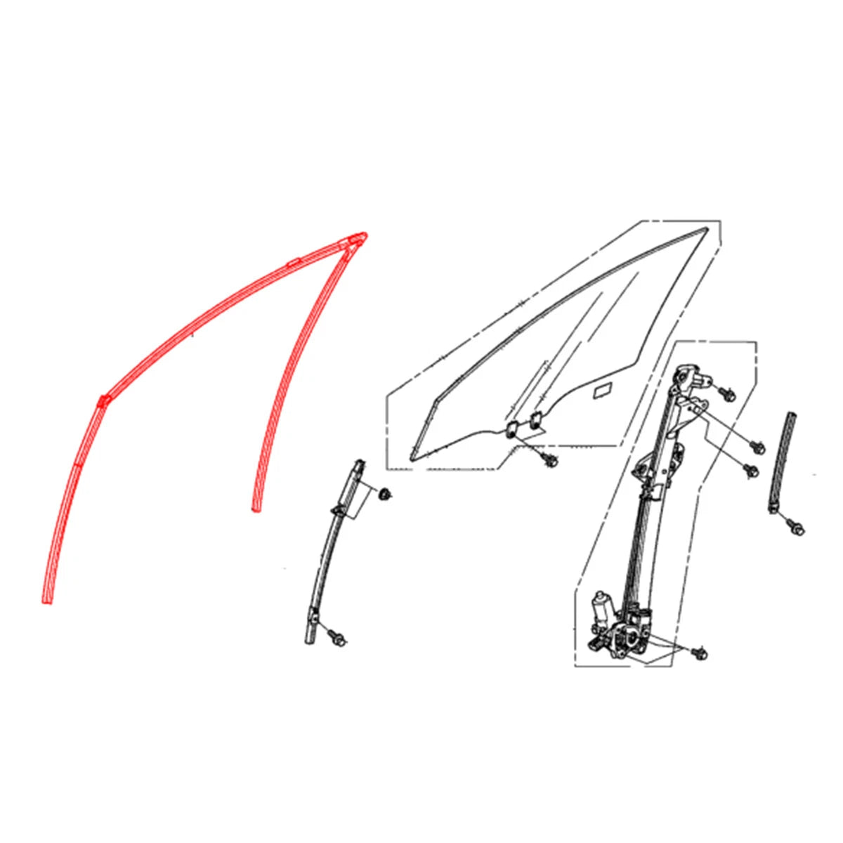 Front Door Glass Run Channel for Honda Accord Sedan 2008-2011