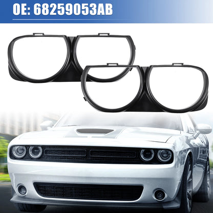 1 Pair Front Headlight Lamp Bezel Trim for Dodge Challenger (2015-2023)