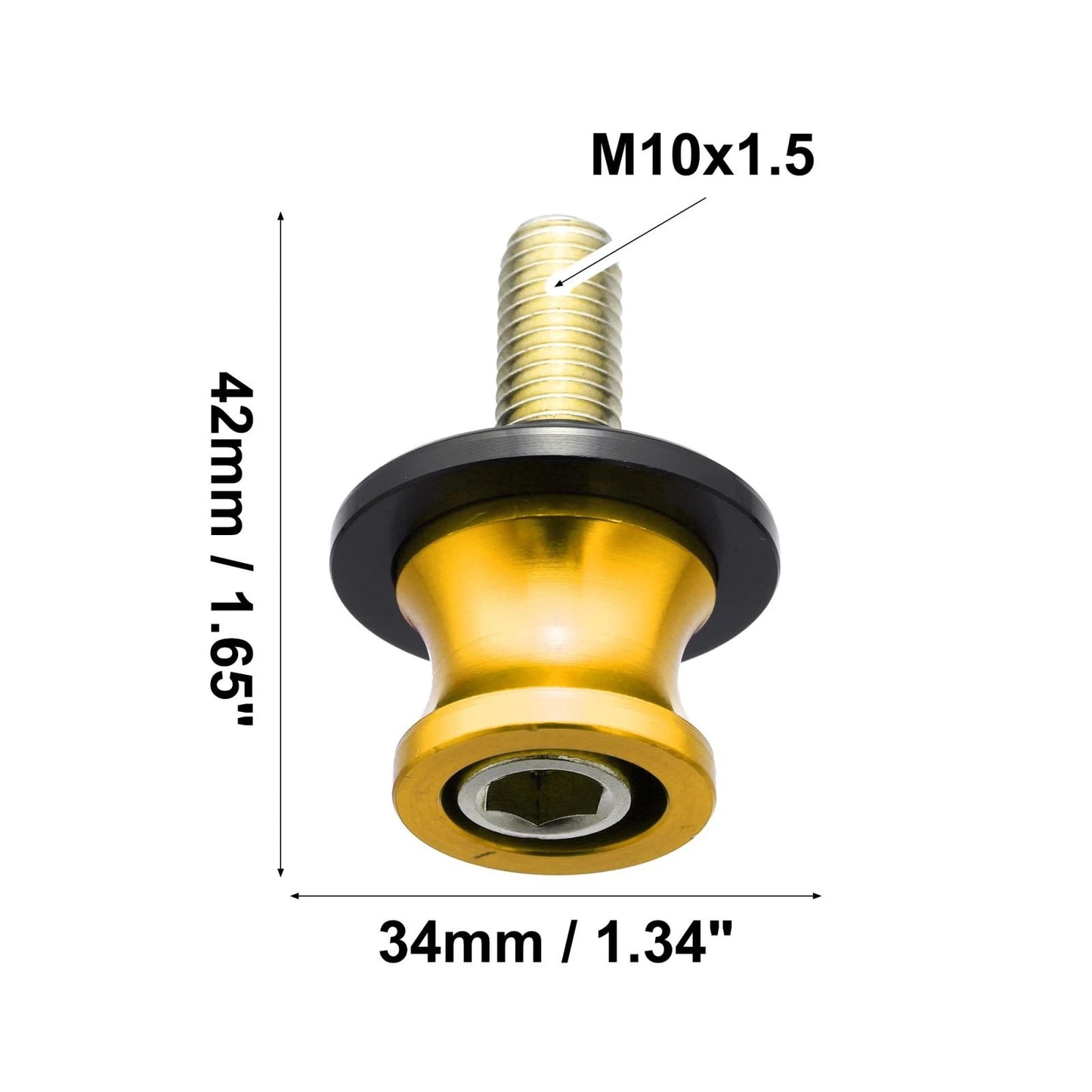 2 x 10mm Swing Arm Spool Rear Stand for Motorcycle Gold Tone