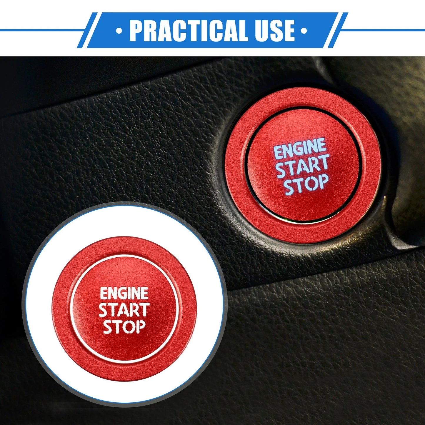 Engine Start Stop Button Cover Ring Kit for Toyota Avalon (2019-2022) Red