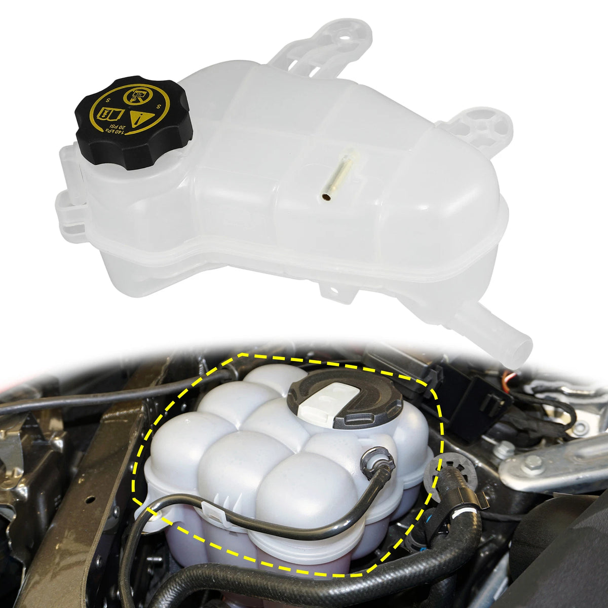 Coolant Radiator Reservoir Tank with Cap for Chevrolet Sonic (12-20)