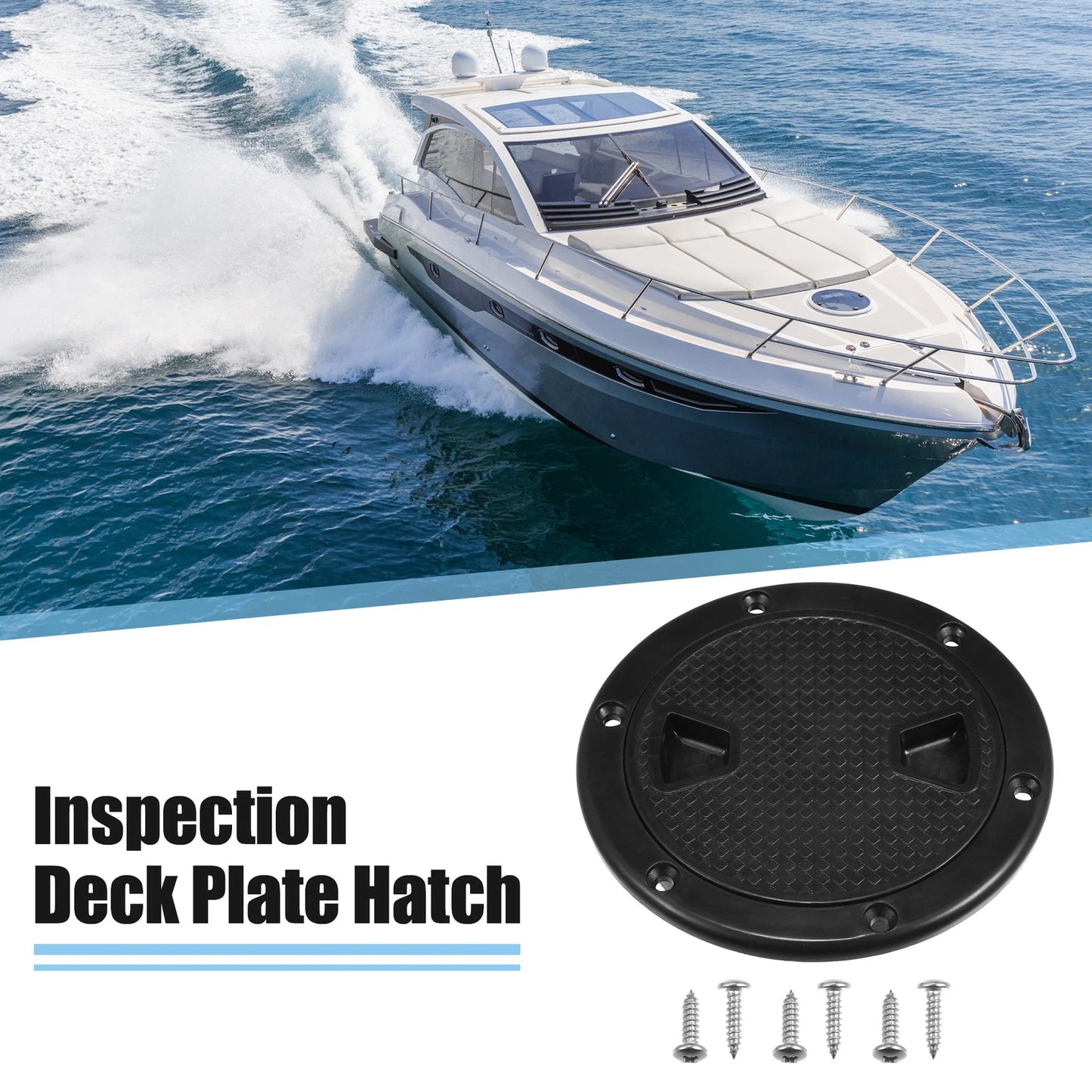 Deck Plate Hatch 4" Boat Inspection Hatch Cover Black for Marine