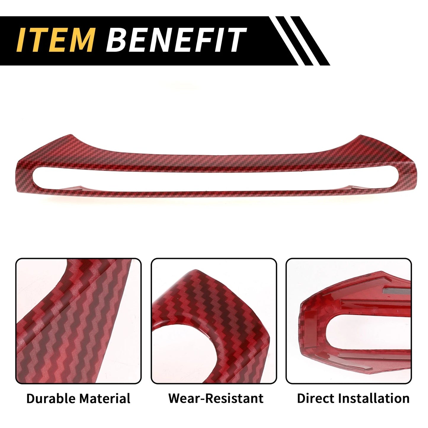 Glove Box Handle Switch Cover Trim for Jeep Wrangler JK 2007-2018 Red Carbon Fiber