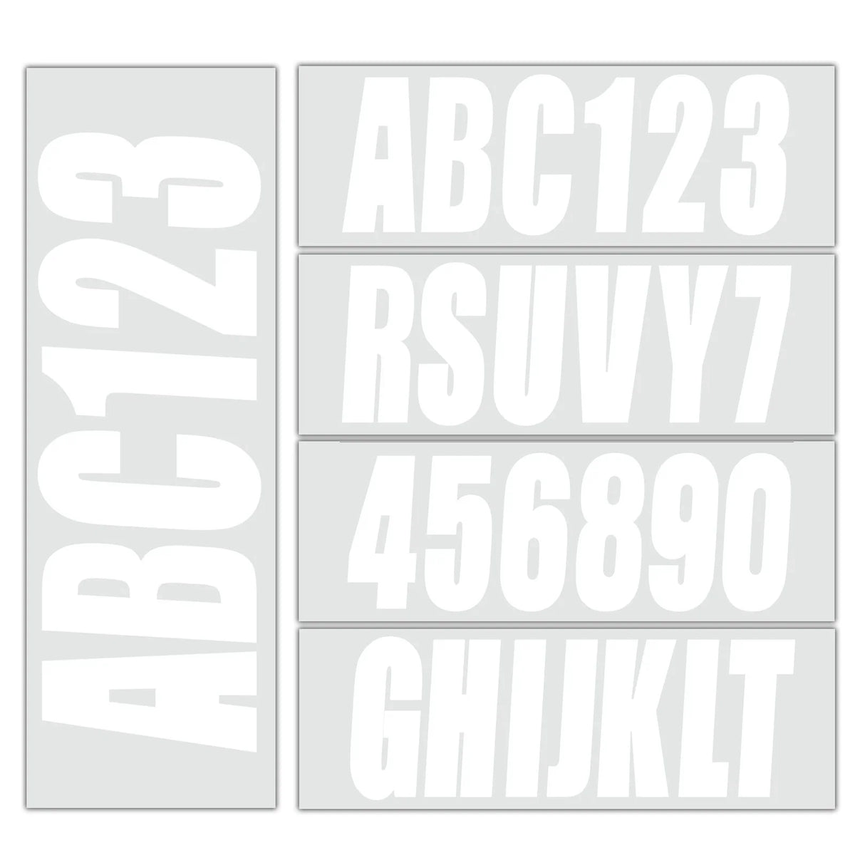White Boat Decals A-Z/0-9 Registration 4 Sets