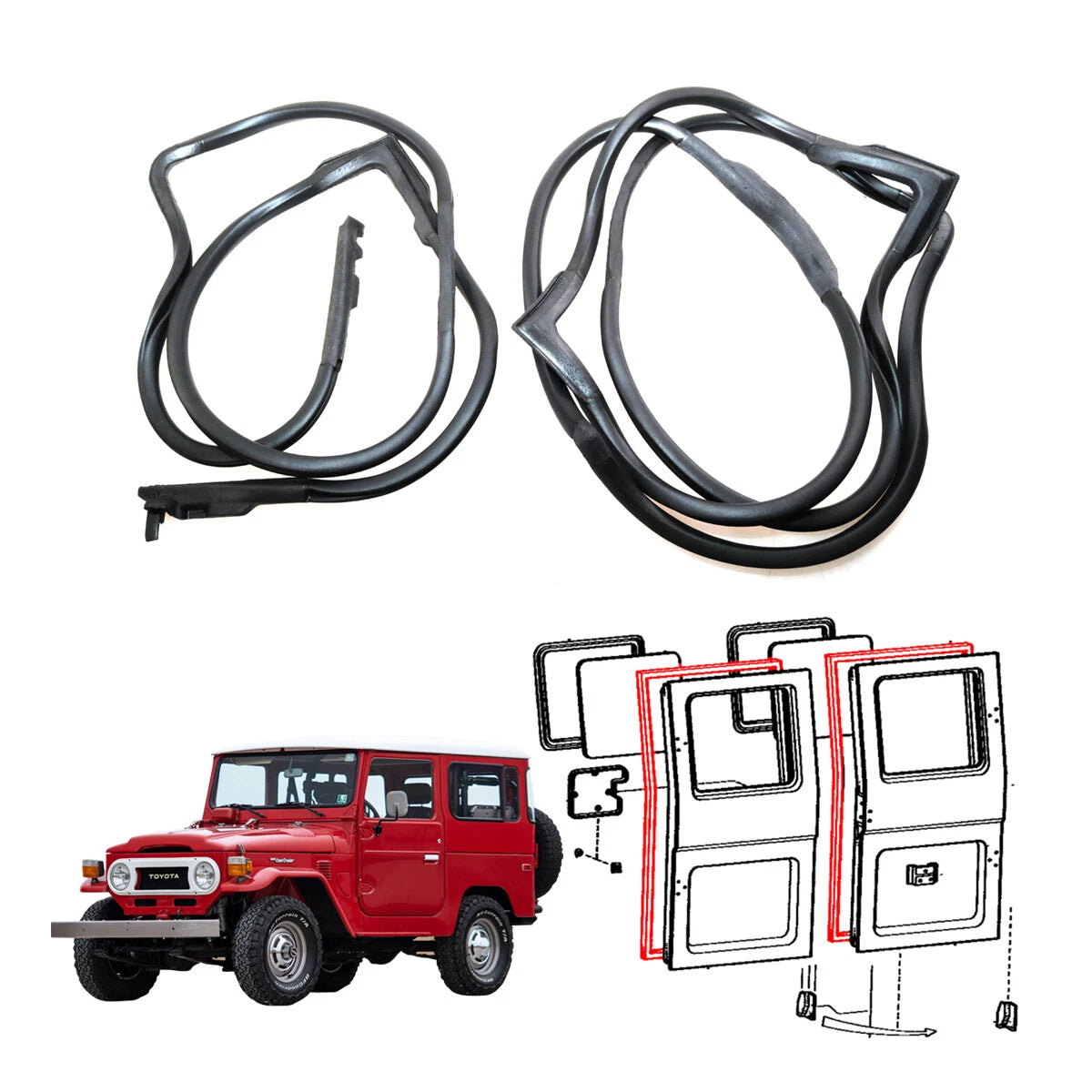 Back Door Weatherstrip for Toyota Land Cruiser J40 BJ44 BJ46 FJ40 HJ45 HJ47 1960-1984