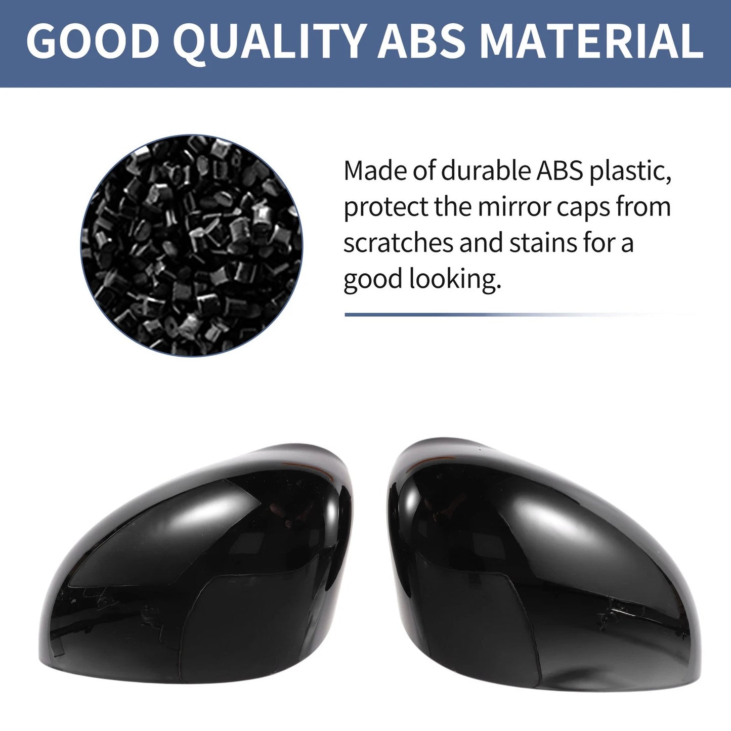 Gloss Black Left Right Mirror Cover Caps for Ford Fiesta (2008-2017)